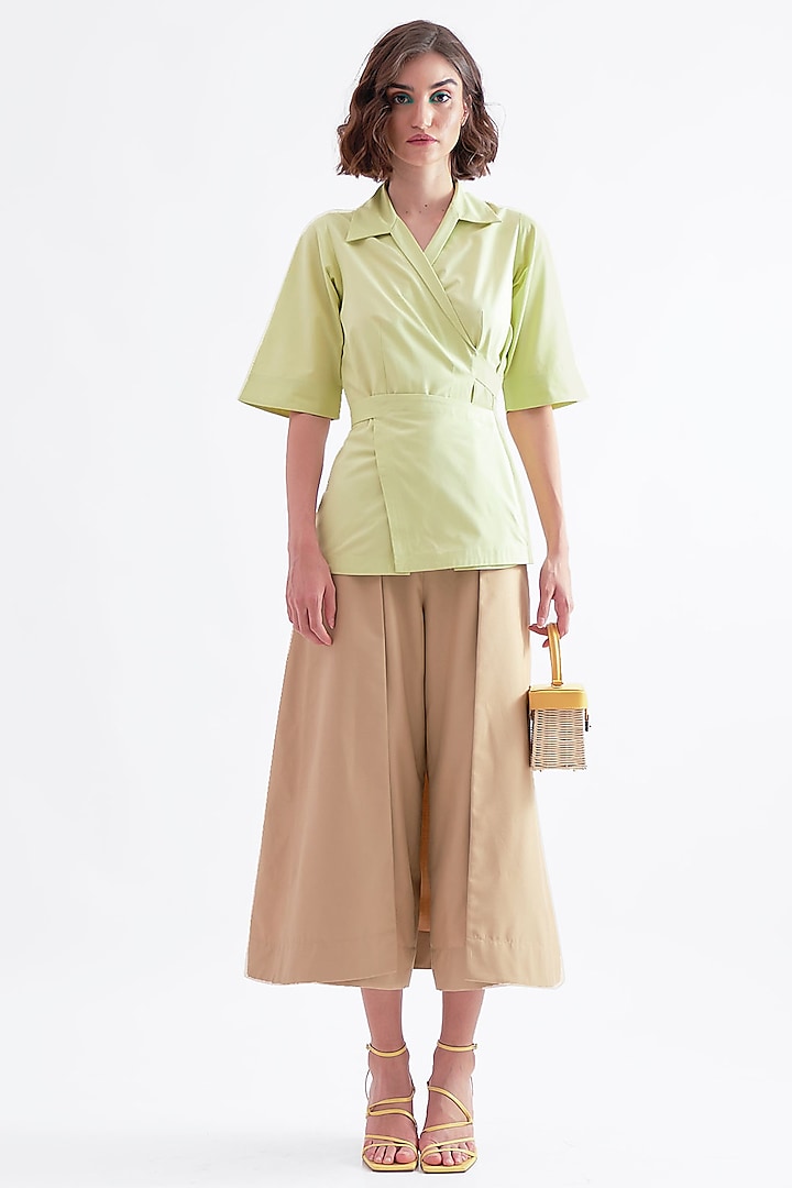Lime Green Panelled Shirt by Notebook