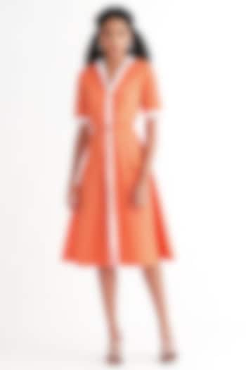 Coral Orange Cotton Poplin Dress by Notebook