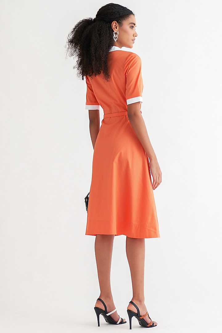 Coral Orange Cotton Poplin Summer Dress by Notebook at Pernia's Pop Up Shop