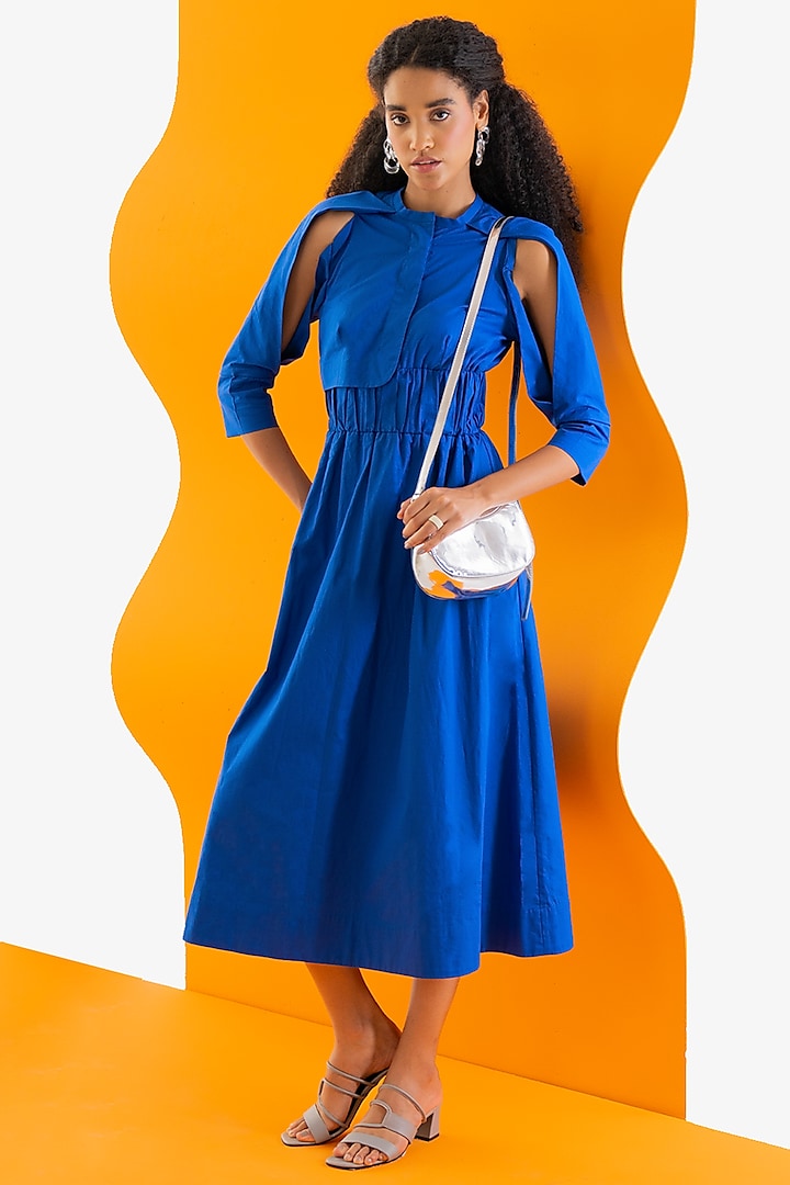 Cobalt Blue Cotton Poplin Dress by Notebook