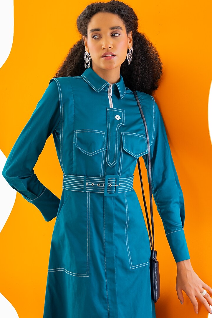 Deep Ocean Blue Cotton Poplin Summer Dress by Notebook at Pernia's Pop Up Shop Deep Ocean Blue Cotton Poplin Summer Dress by Notebook at Pernia's Pop Up Shop