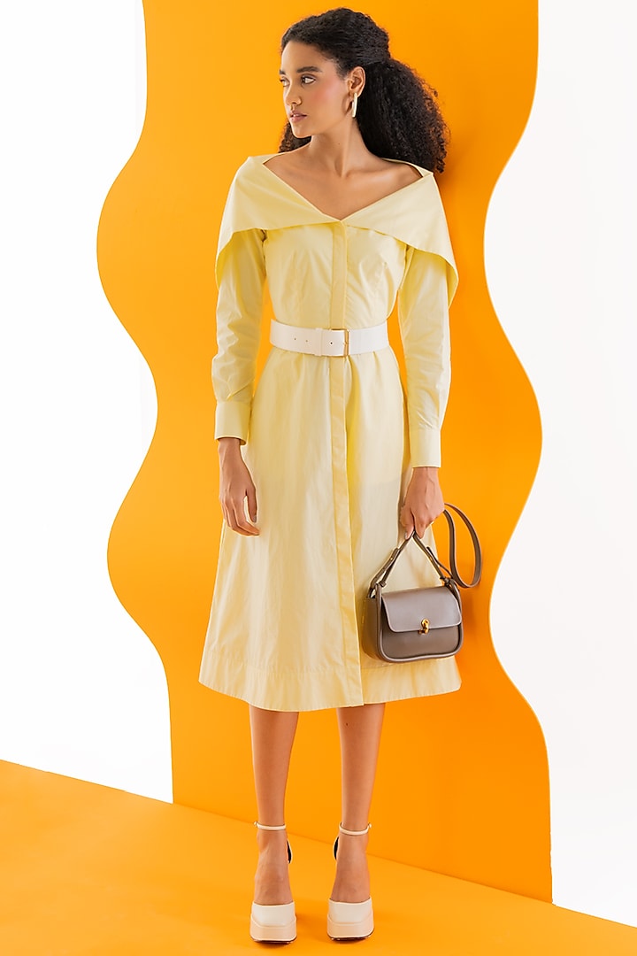 Butter Yellow Cotton Poplin Shirt Dress by Notebook