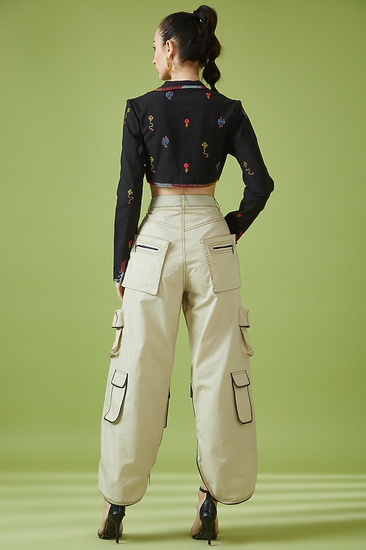 Beige Cotton & Polyamide Cargo Pants by NOTRE AME at Pernia's Pop Up Shop