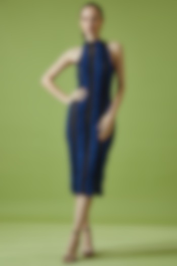 Blue & Black Cotton Jacquard Midi Summer Dress by NOTRE AME at Pernia's Pop Up Shop