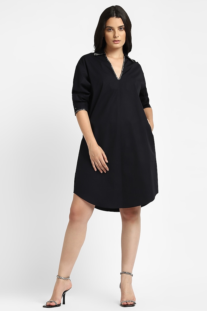 Black Cotton Hand Embroidered Tunic by NOTRE AME at Pernia's Pop Up Shop