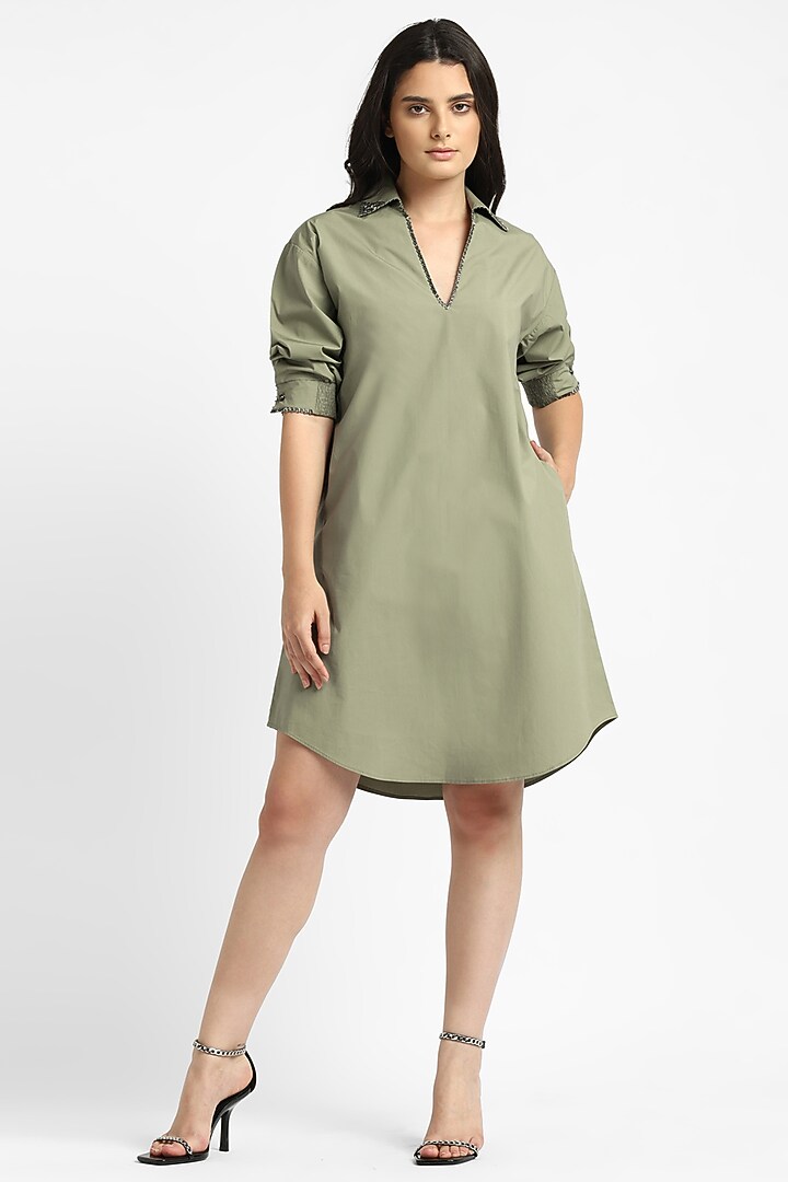 Green Cotton Hand Embroidered Tunic by NOTRE AME at Pernia's Pop Up Shop