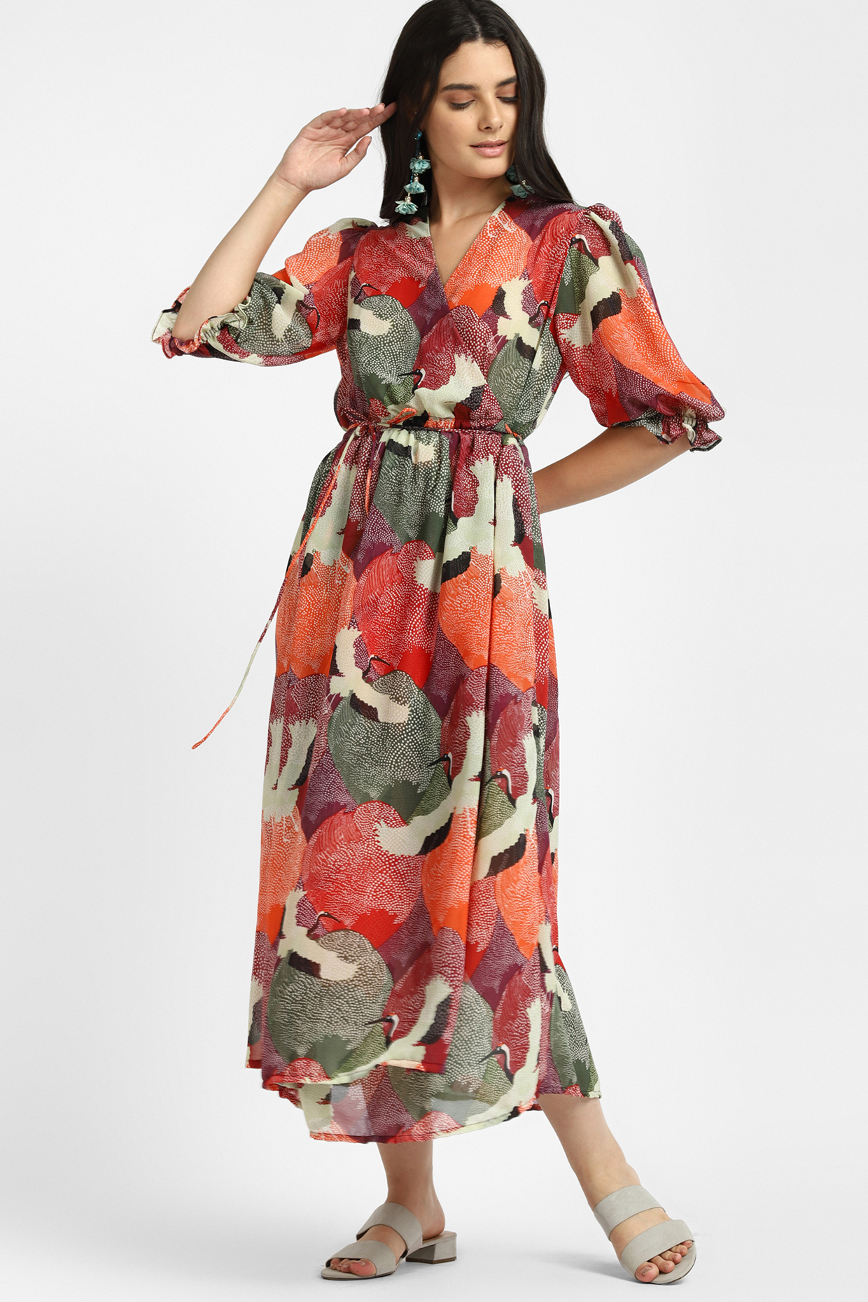 Multi-Colored Soft Georgette Printed Wrap Summer Dress by NOTRE AME at Pernia's Pop Up Shop