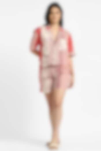 Red Modal Floral Printed Co-Ord Set by NOTRE AME at Pernia's Pop Up Shop