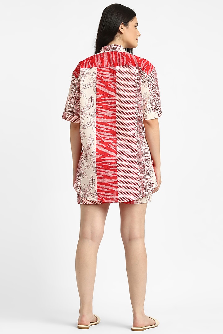 Red Modal Floral Printed Co-Ord Set by NOTRE AME at Pernia's Pop Up Shop
