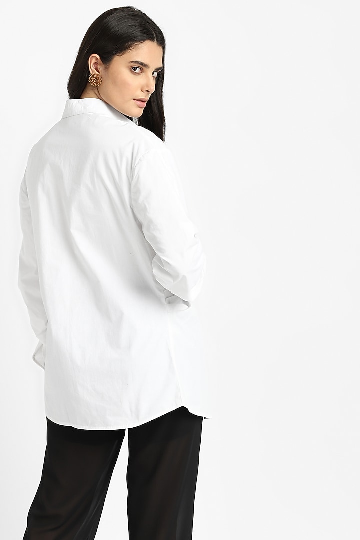 White Cotton Front Knot Shirt by NOTRE AME at Pernia's Pop Up Shop