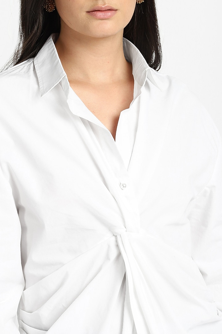 White Cotton Front Knot Shirt by NOTRE AME at Pernia's Pop Up Shop