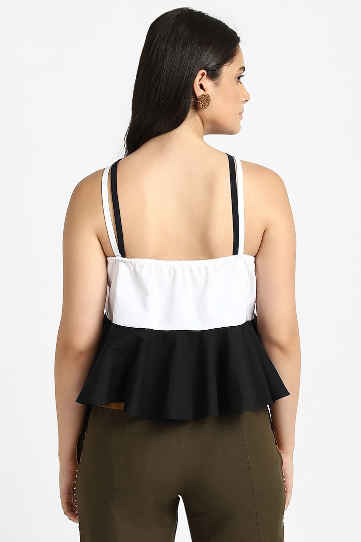 Black & White Cotton Ruffled Top by NOTRE AME at Pernia's Pop Up Shop
