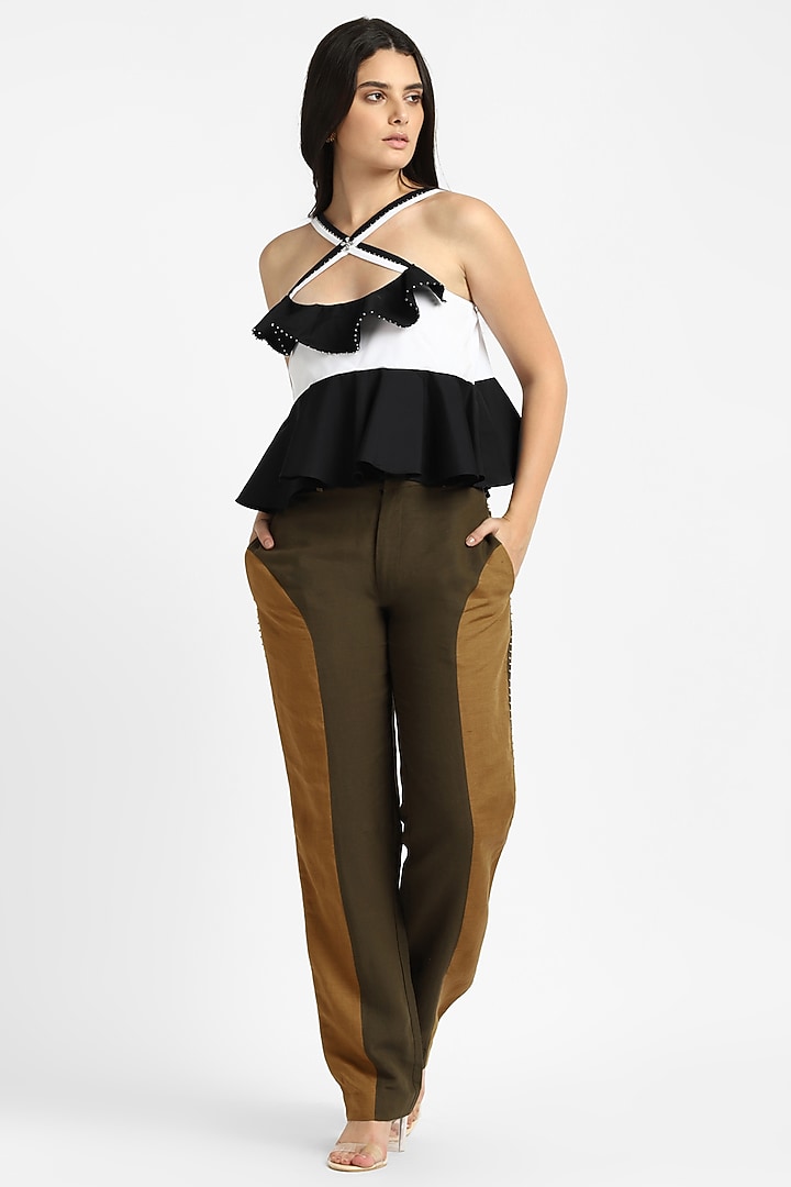 Black & White Cotton Ruffled Top by NOTRE AME at Pernia's Pop Up Shop