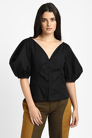 Black Cotton Top by NOTRE AME