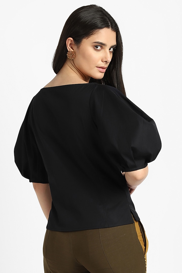 Black Cotton Top by NOTRE AME at Pernia's Pop Up Shop