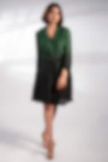 Green & Black Ombre Flap Dress by NOTSOSURE