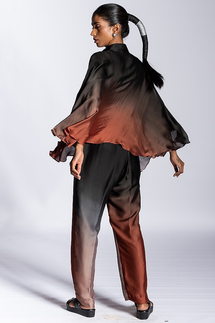 Brown Ombre Silk Blend Co-Ord Set by NOTSOSURE at Pernia's Pop Up Shop
