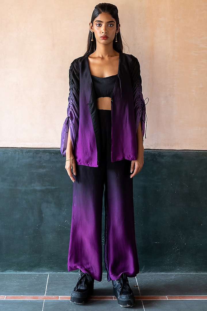 Purple Ombre Silk Blend Co-Ord Set by NOTSOSURE