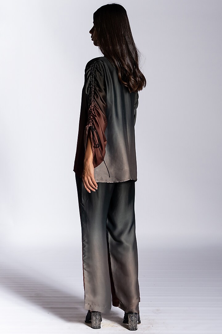 Brown Ombre Silk Blend Co-Ord Set by NOTSOSURE at Pernia's Pop Up Shop