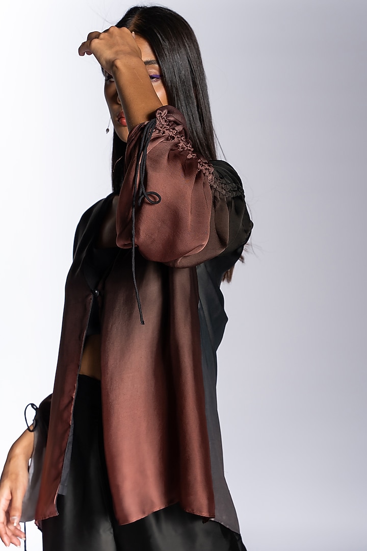 Brown Ombre Silk Blend Co-Ord Set by NOTSOSURE at Pernia's Pop Up Shop
