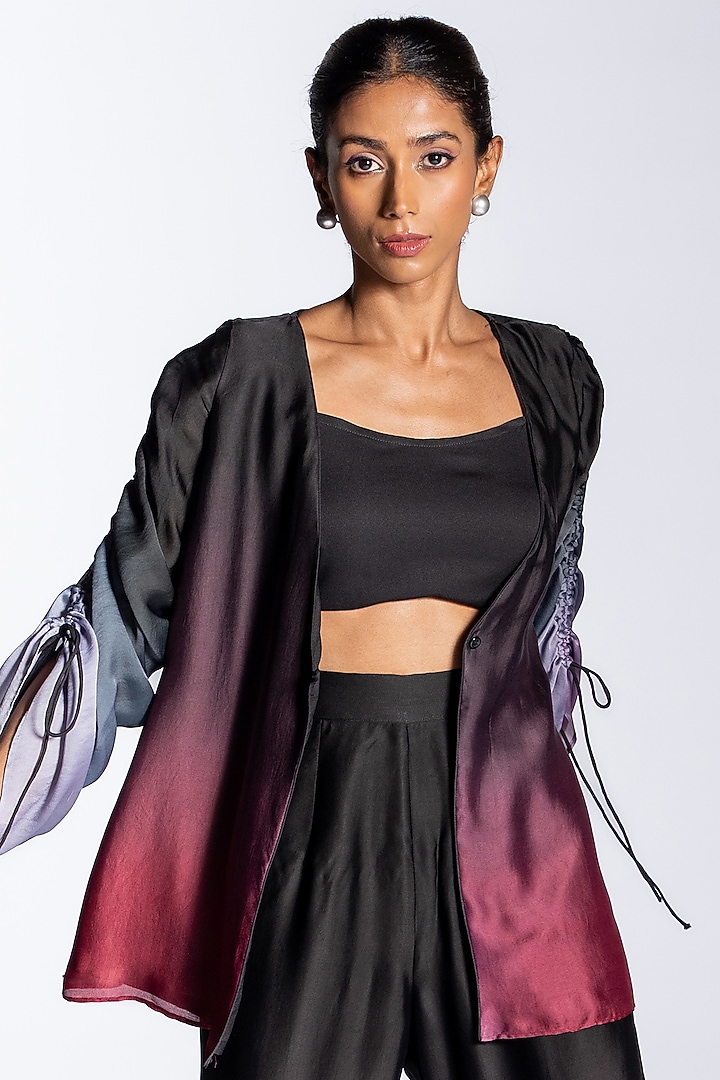 Red Ombre Silk Blend Co-Ord Set by NOTSOSURE at Pernia's Pop Up Shop