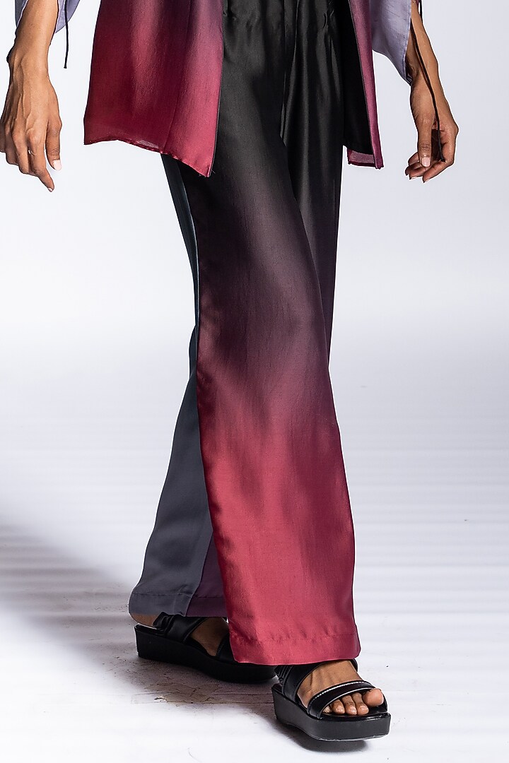 Red Ombre Silk Blend Co-Ord Set by NOTSOSURE at Pernia's Pop Up Shop