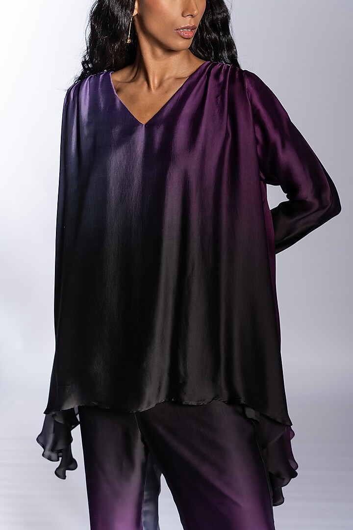 Purple Ombre Silk Blend Co-Ord Set by NOTSOSURE at Pernia's Pop Up Shop