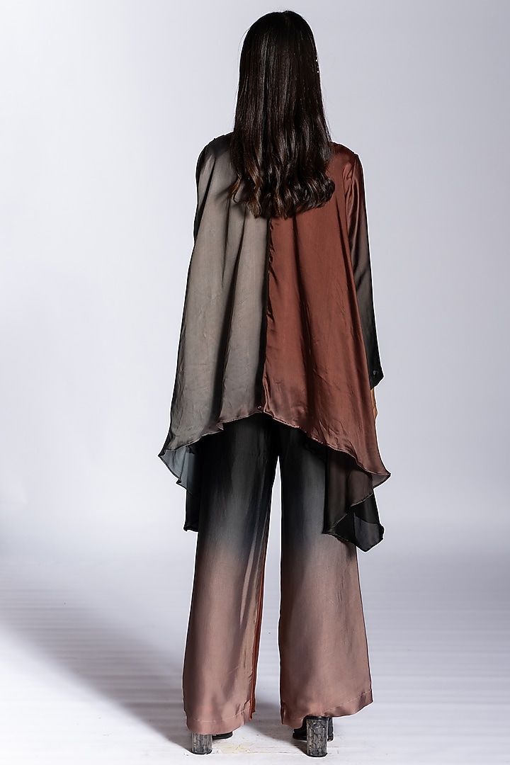 Brown Ombre Silk Blend Co-Ord Set by NOTSOSURE at Pernia's Pop Up Shop