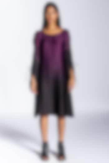Purple Ombre Silk Blend A-Line Dress by NOTSOSURE