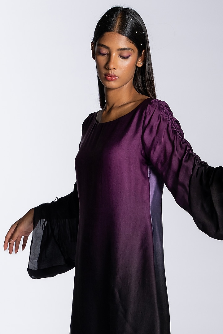 Purple Ombre Silk Blend A-Line Summer Dress by NOTSOSURE at Pernia's Pop Up Shop