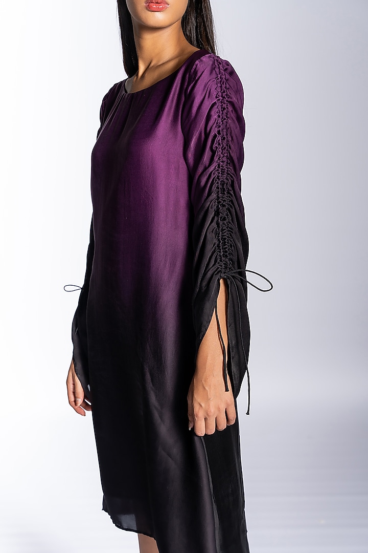 Purple Ombre Silk Blend A-Line Summer Dress by NOTSOSURE at Pernia's Pop Up Shop