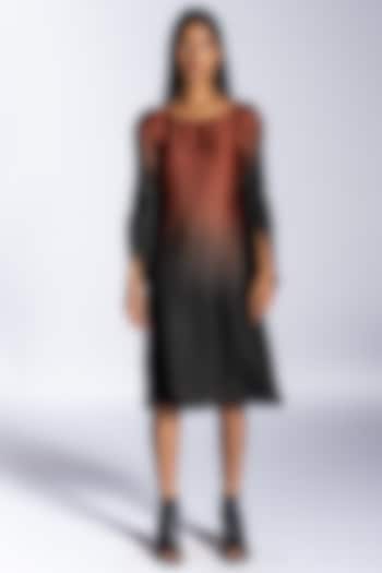 Brown Ombre Silk Blend A-Line Dress by NOTSOSURE