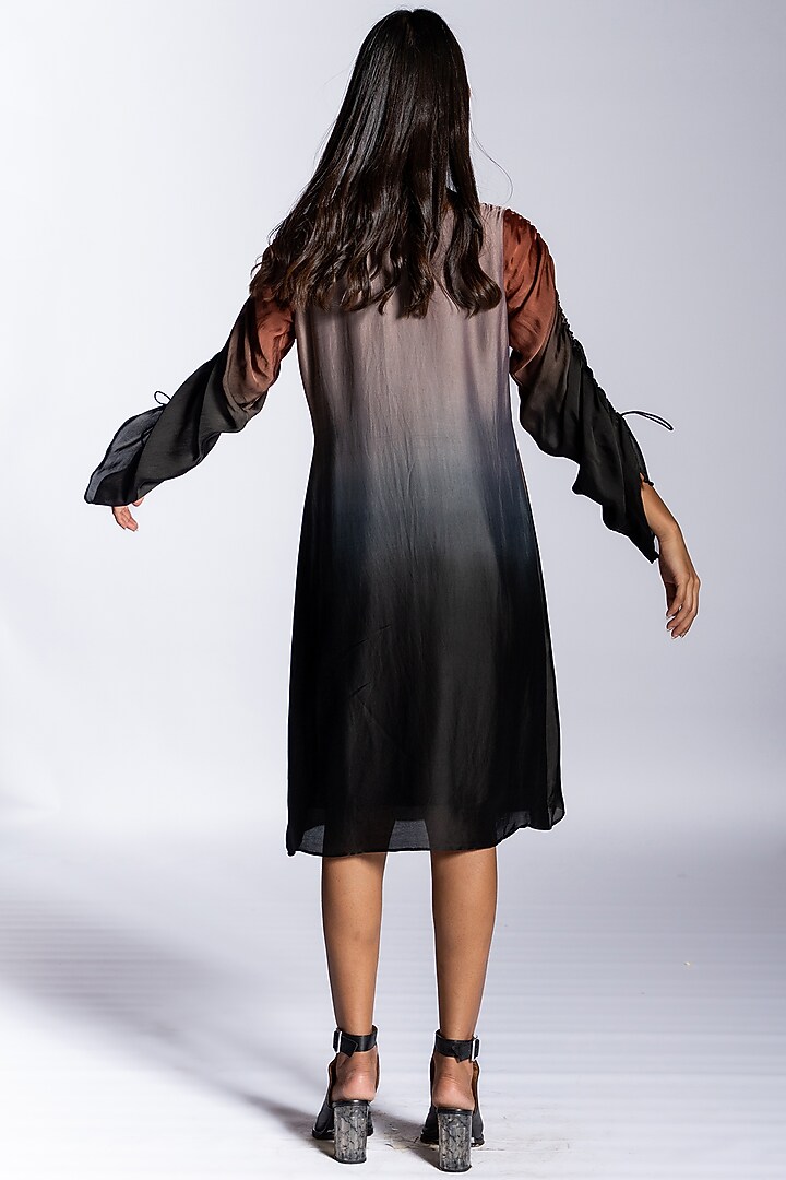 Brown Ombre Silk Blend A-Line Summer Dress by NOTSOSURE at Pernia's Pop Up Shop