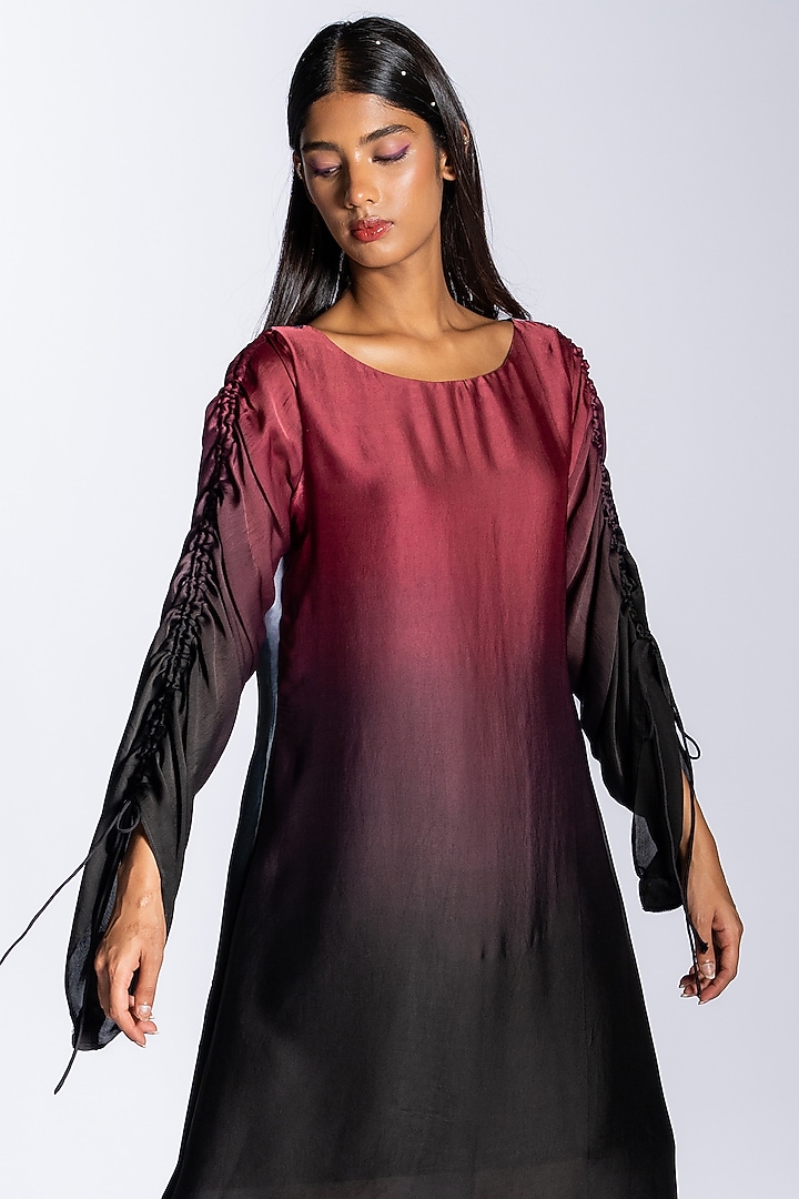Red Ombre Silk Blend A-Line Summer Dress by NOTSOSURE at Pernia's Pop Up Shop