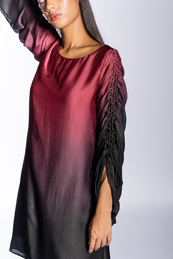 Red Ombre Silk Blend A-Line Summer Dress by NOTSOSURE at Pernia's Pop Up Shop