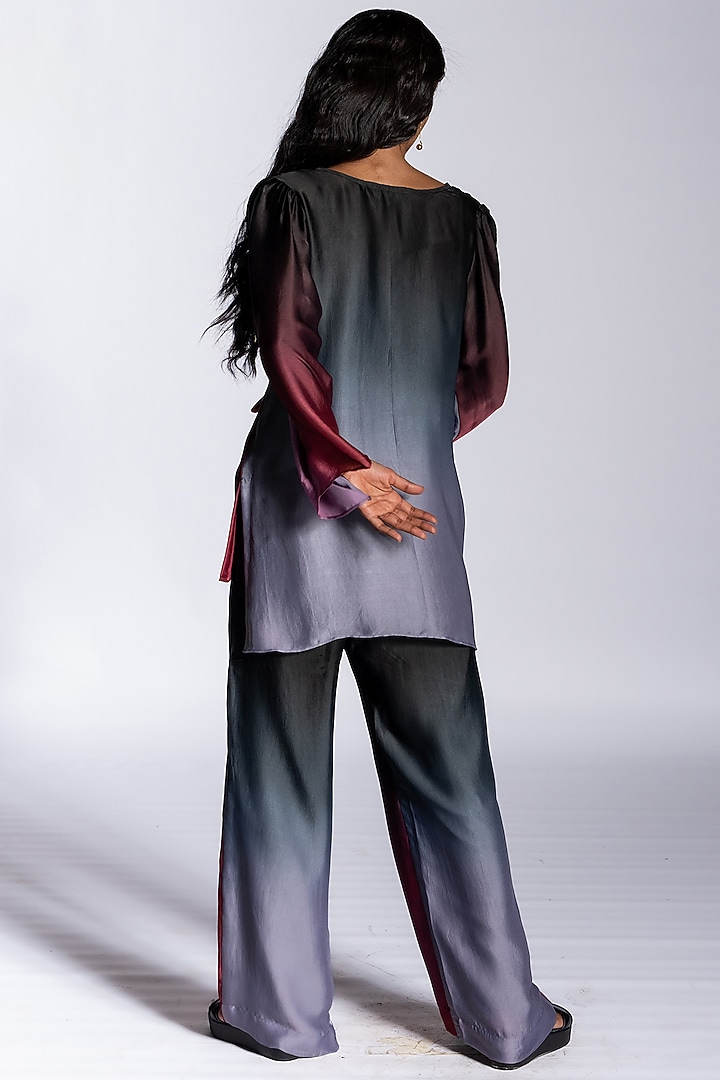 Red Ombre Silk Blend Co-Ord Set by NOTSOSURE at Pernia's Pop Up Shop