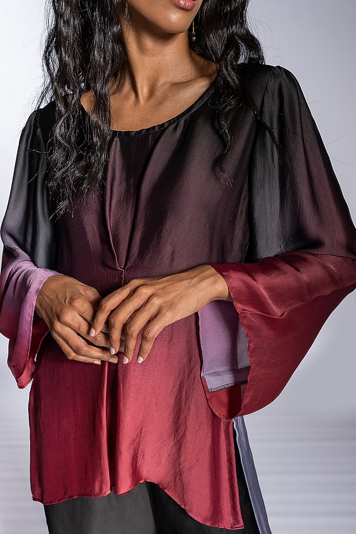 Red Ombre Silk Blend Co-Ord Set by NOTSOSURE at Pernia's Pop Up Shop