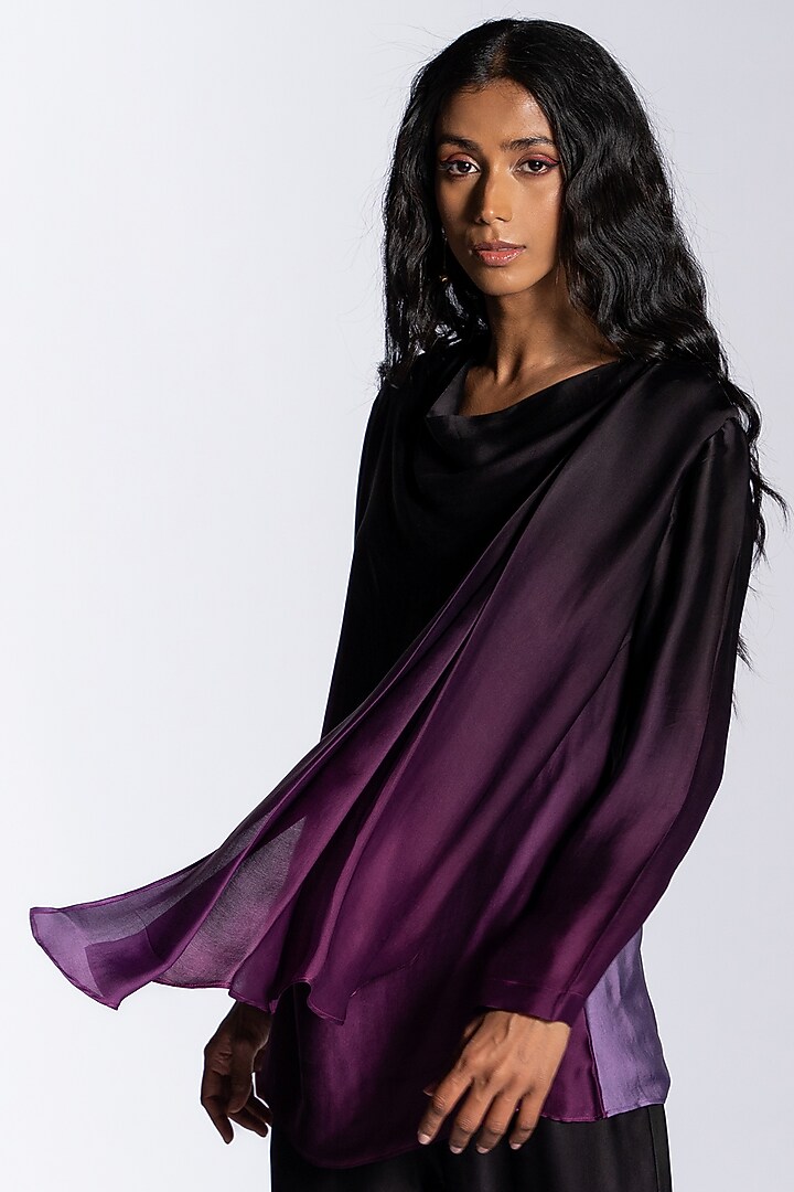Purple Ombre Silk Blend Co-Ord Set by NOTSOSURE at Pernia's Pop Up Shop