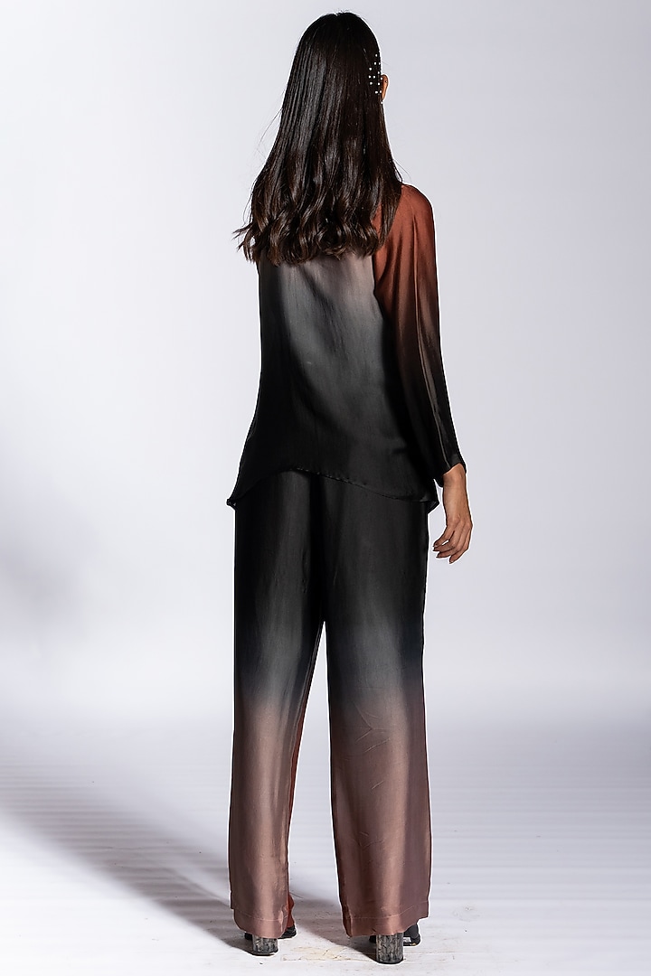 Brown Ombre Silk Blend Co-Ord Set by NOTSOSURE at Pernia's Pop Up Shop