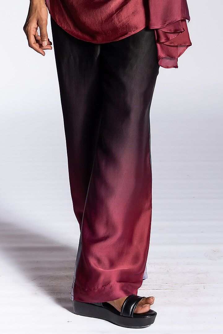 Red Ombre Silk Blend Co-Ord Set by NOTSOSURE at Pernia's Pop Up Shop