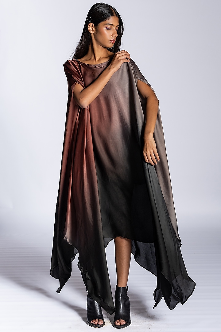 Brown Ombre Silk Blend Dress by NOTSOSURE