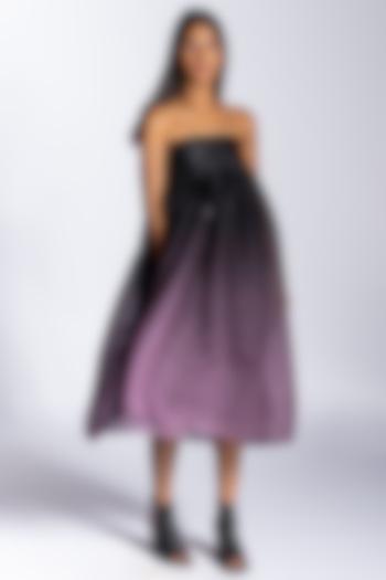 Purple Ombre Organza Pleated Tube Dress by NOTSOSURE