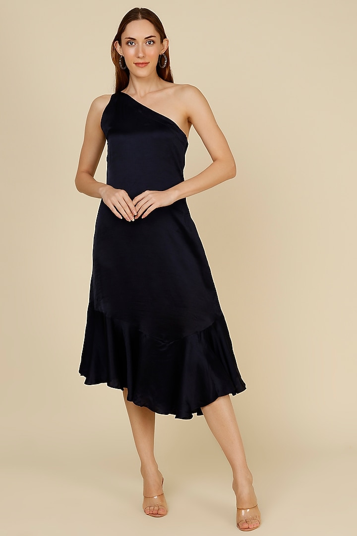 Black Silk Asymmetrical Dress by NOTSOSURE
