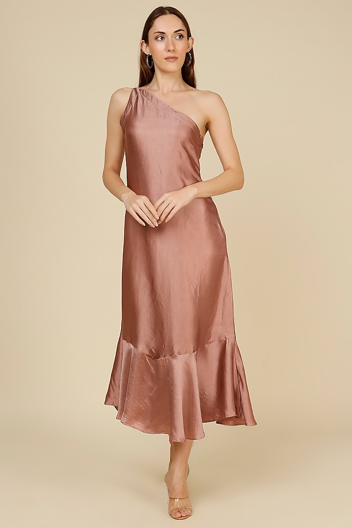 Nude Silk Asymmetrical Dress by NOTSOSURE