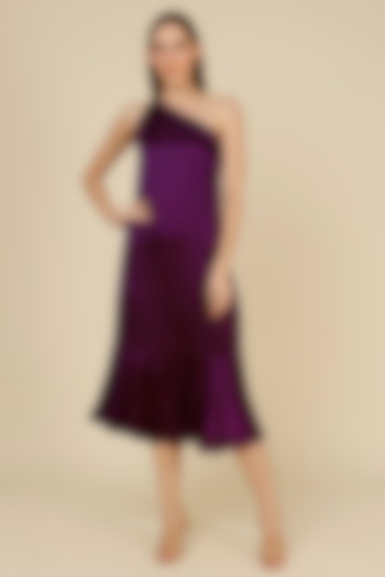 Purple Silk Asymmetrical Dress by NOTSOSURE