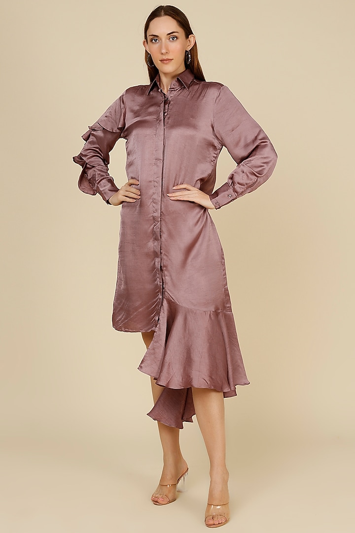 Purple Raw Silk Ruffled Dress by NOTSOSURE