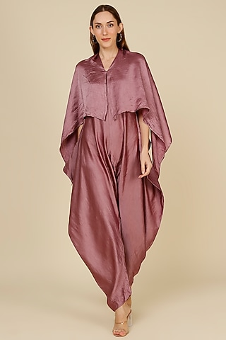 Purple Raw Silk Jumpsuit by NOTSOSURE