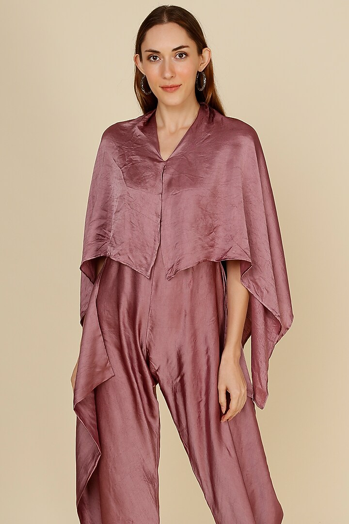 Purple Raw Silk Jumpsuit by NOTSOSURE at Pernia's Pop Up Shop