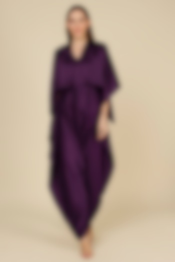 Purple Raw Silk Jumpsuit by NOTSOSURE