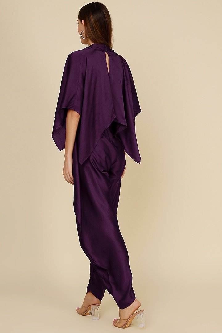 Purple Raw Silk Jumpsuit by NOTSOSURE at Pernia's Pop Up Shop